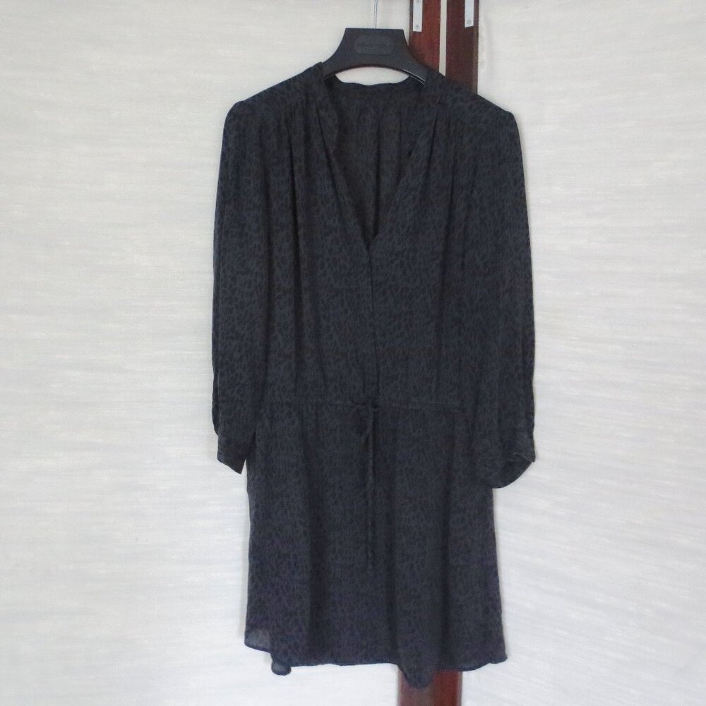 Blue and Black Aritzia Babaton Silk Leopard Animal Print Bennett Dress S Small